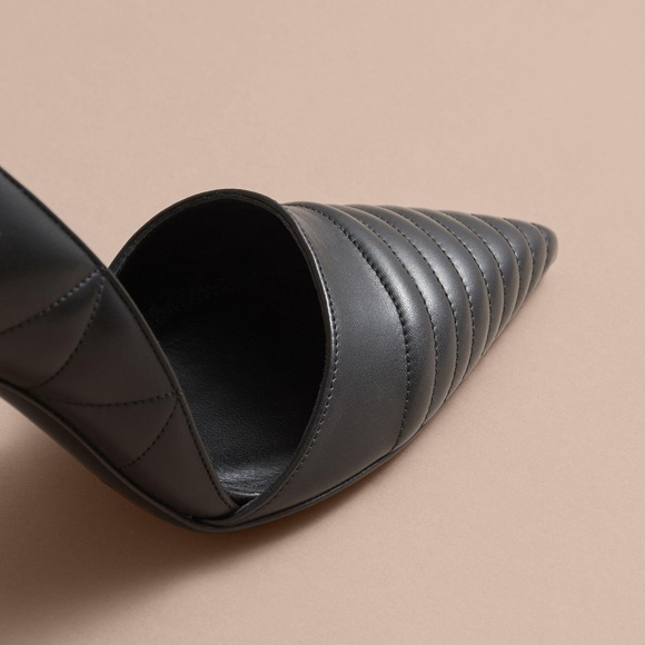 NEW Burberry Quilted Leather Kitten Heels Pumps - Picture 5 of 6
